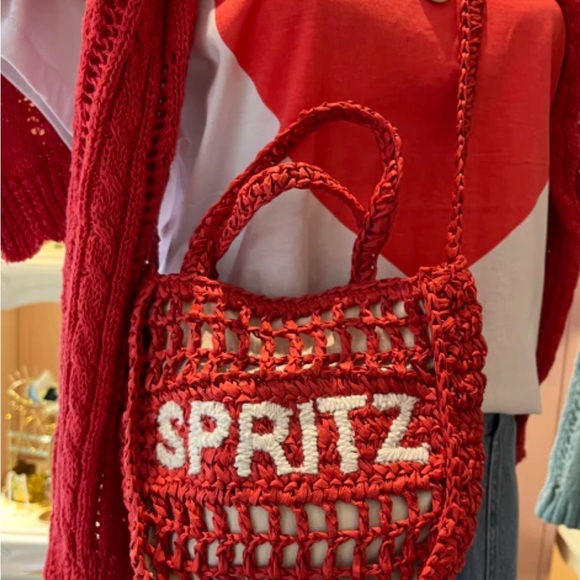 Universal Thread Spritz, Red and White- Crochet Mesh Tote Crossbody Bag. - Picture 8 of 8